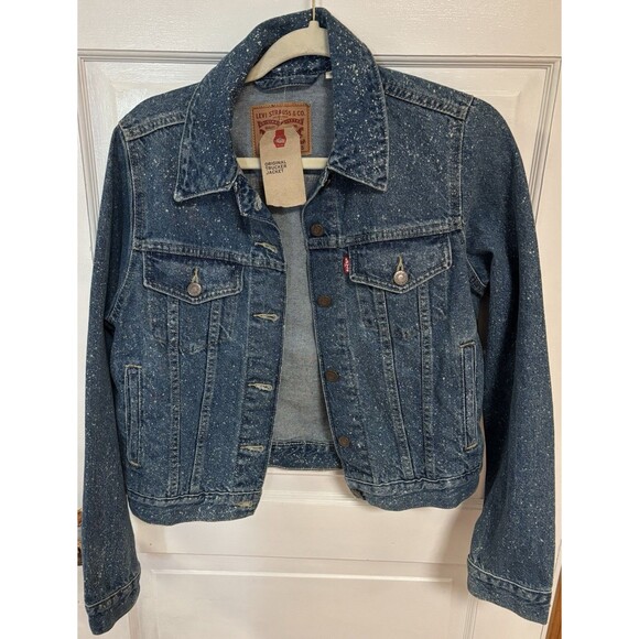 Levi Strauss Original Trucker Denim Jacket NWT Small Bleach Speckled Womens Jean - Picture 1 of 13
